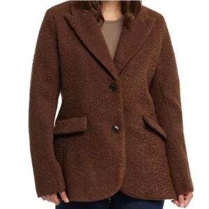 Ellen Tracy Chocolate Brown Boucle Blazer Jacket NWT Large